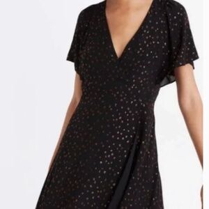 Madewell Mini Dress Black with Copper Dots - Medium - Great Holiday Dress!